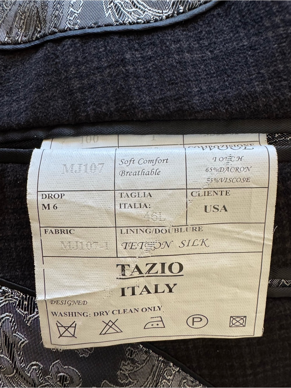 Tazio Italy Men's Brown Micro Check Sport Coat Blazer 46L Paisley Lined - Picture 8 of 15